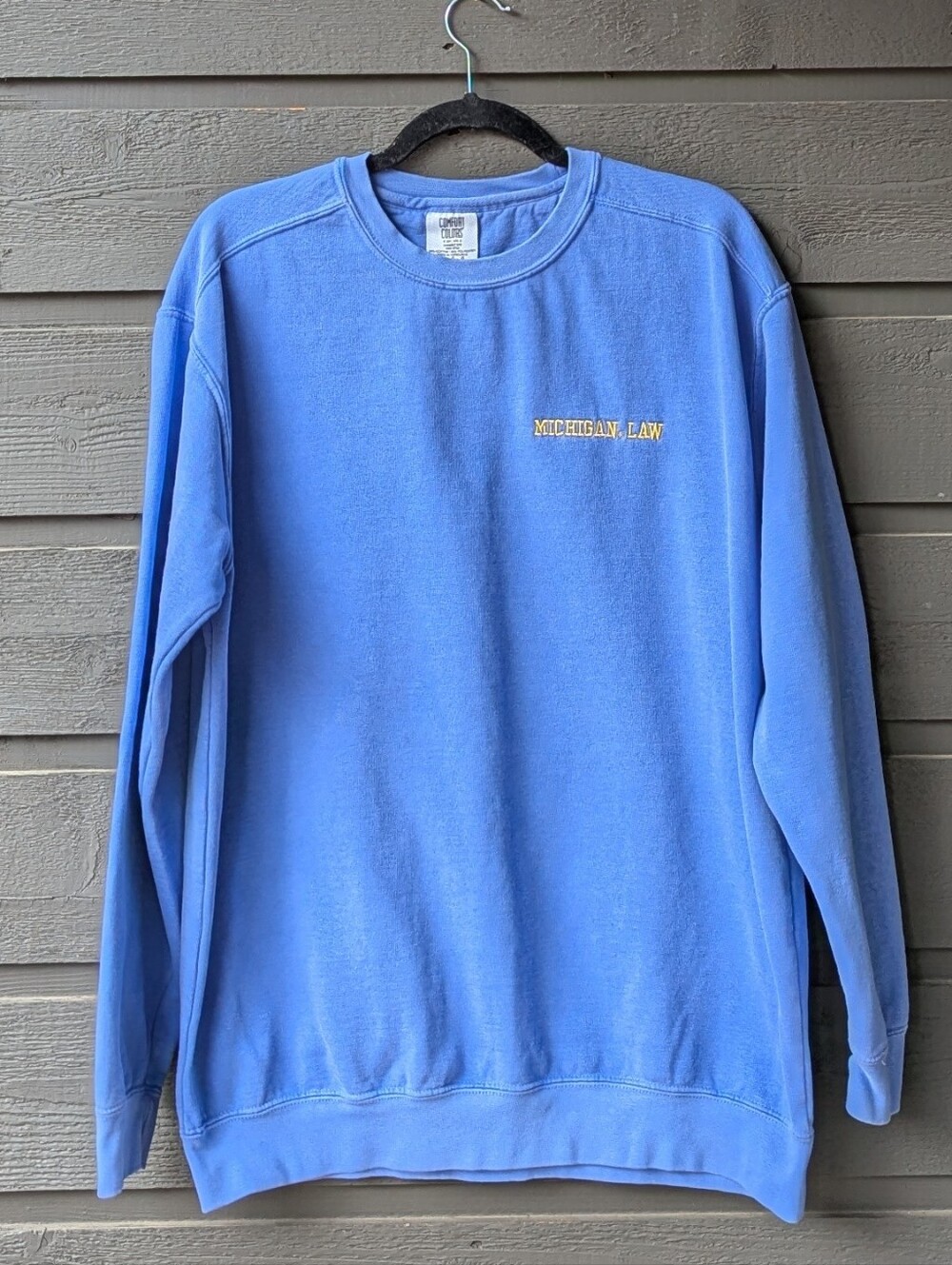Comfort Colors Michigan Law Periwinkle Blue Crew Neck Sweatshirt Size Large